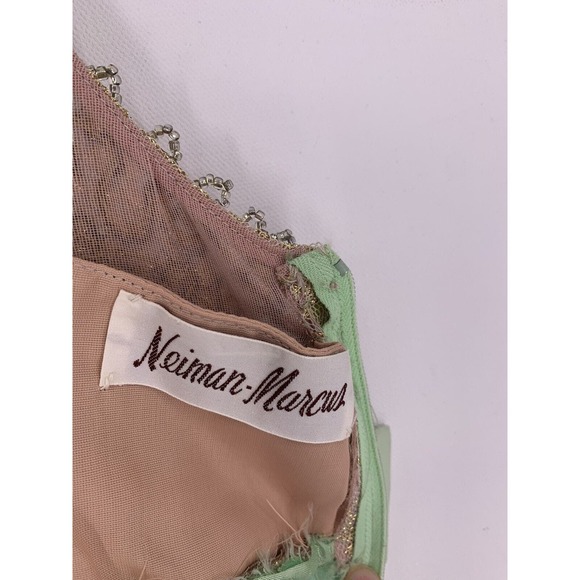 Vintage NEIMAN MARCUS Hand Beaded Maxi Dress Green NOS - Picture 7 of 11